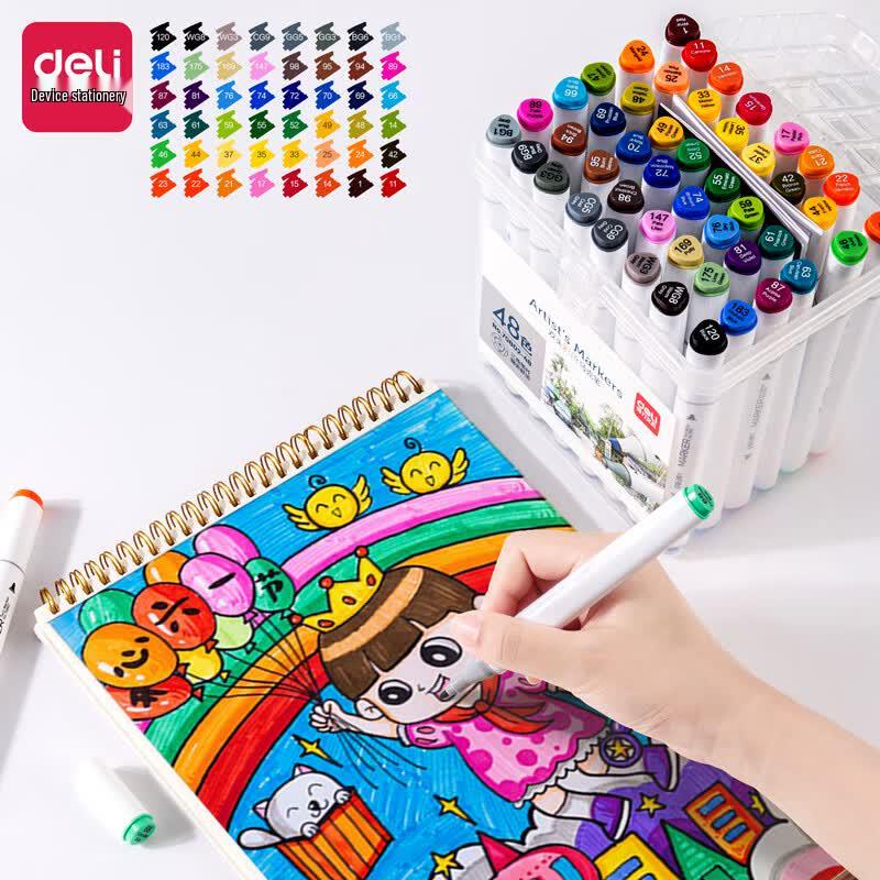 Deli 48-Color Dual Tip Alcohol Markers