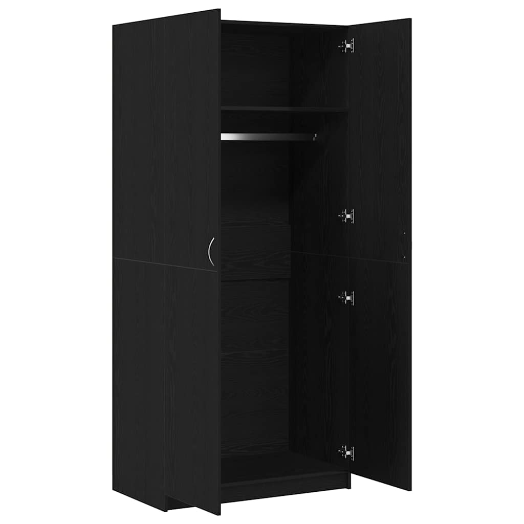 Wardrobe with Doors Black Oak Effect 90 X 52 X 200 Cm