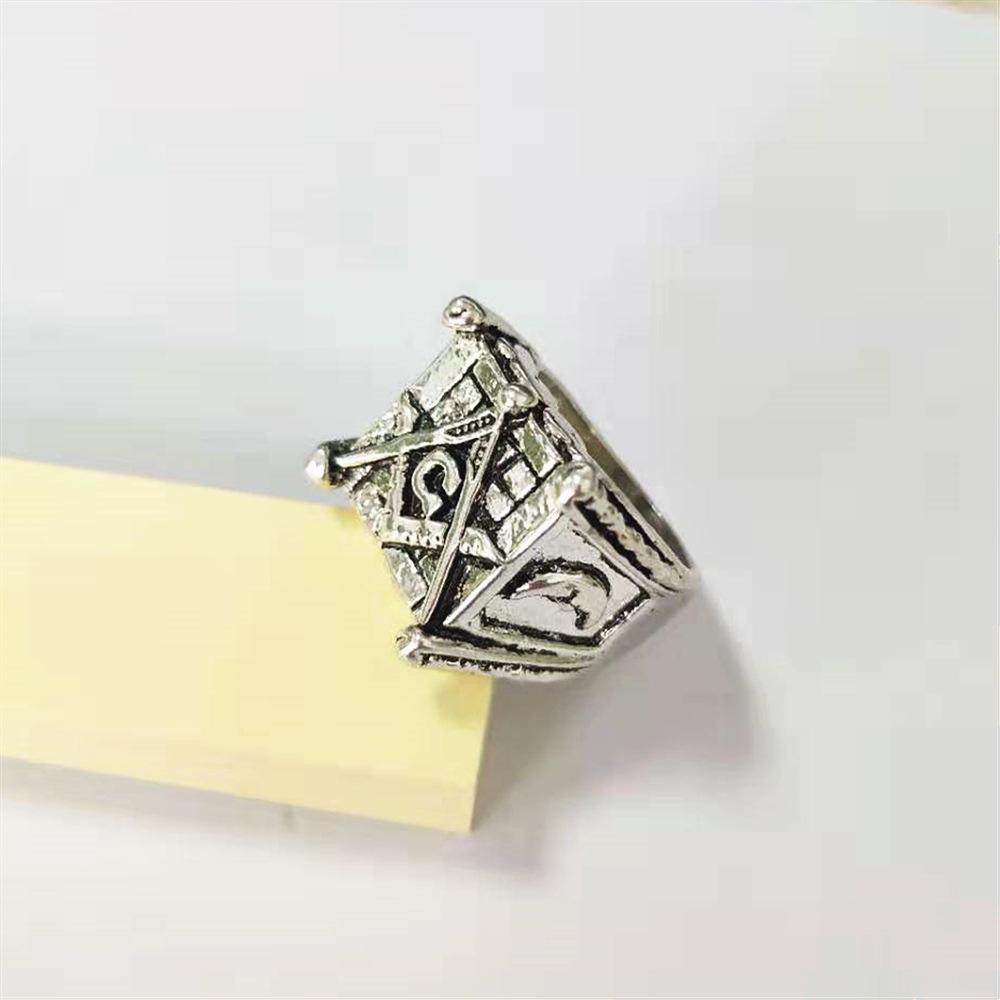 Vintage Masonic Ring Geometric Sun Moon Men's Ring