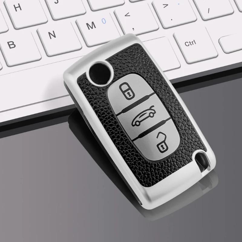 

Кожаный ТПУ автомобильный чехол с 23 кнопками, чехол для ключей, сумка, держатель для Peugeot 206 307 407 607, защита для Citroen C2 C3 C4 C5 C6