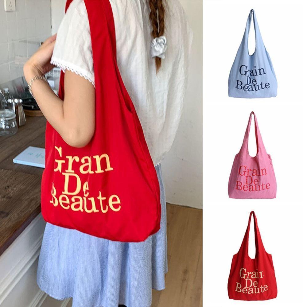 

Korean Letter Shoulder Bag Lightweight Commute Bag Simple Nylon Tote Bags Daily