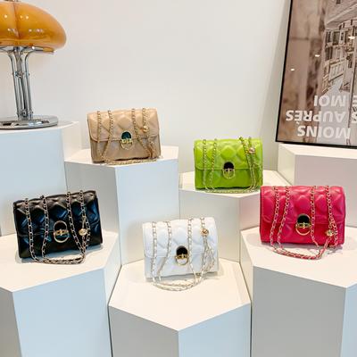 Diamond Embroidered Thread Small Square Bag for Women's Spring New Fashion Chain One-shoulder Crossbody Bag Trendy Underarm Bag