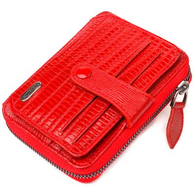 Bolsa feminina brilhante feita de couro genuíno texturizado CANPELLINI Wallet 21495 Vermelho