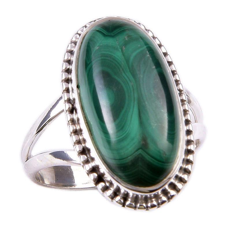 Natural Malachite Gemstone 925 Solid Sterling Silver Jewelry Ring Size 7 n0d13