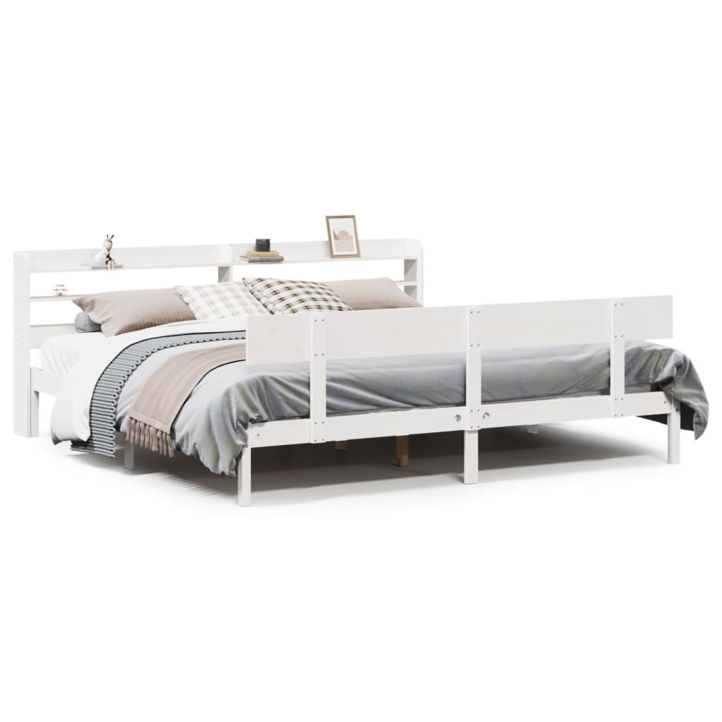 Solid Wood Bed Without Mattress White 180 X 200 Cm Pine Wood