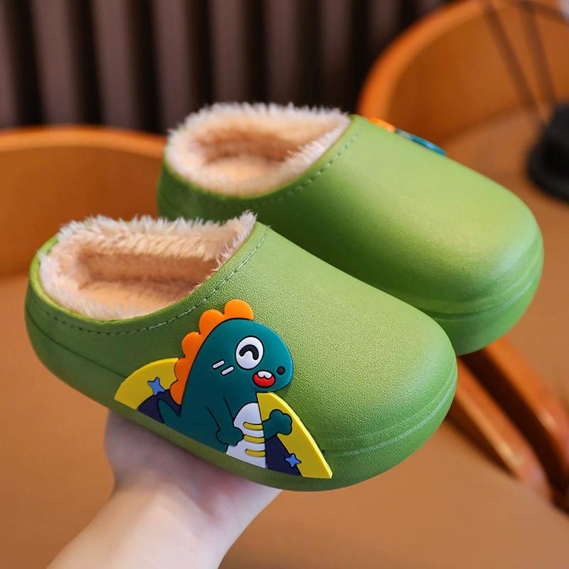 Kids Winter Cotton Slippers: Non-Slip Warm Waterproof Soft Bottom Home Shoes
