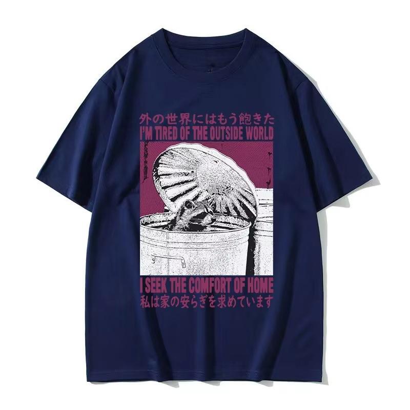 

2026 summer I Seek The Comfort of Home Funny Raccoon Graphic T Shirts Unisex Women Retro ONeck Fashion Breathable Tops 4XL
