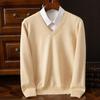 Maglione lavorato a maglia taglie forti da uomo in autunno e inverno, pullover caldi in lana, maglione con scollo a V, maglia adatta, maglioni in cashmere da uomo, camicie da fondo