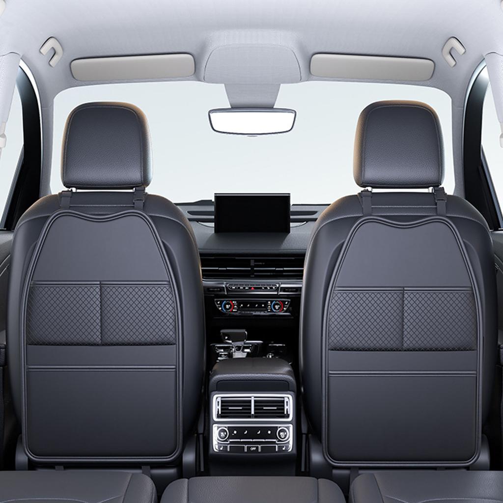 Car Seat Back Protector 2 In 1 PU Leather Anti Kick Pad With Storage Bag For Car Interior Accessories