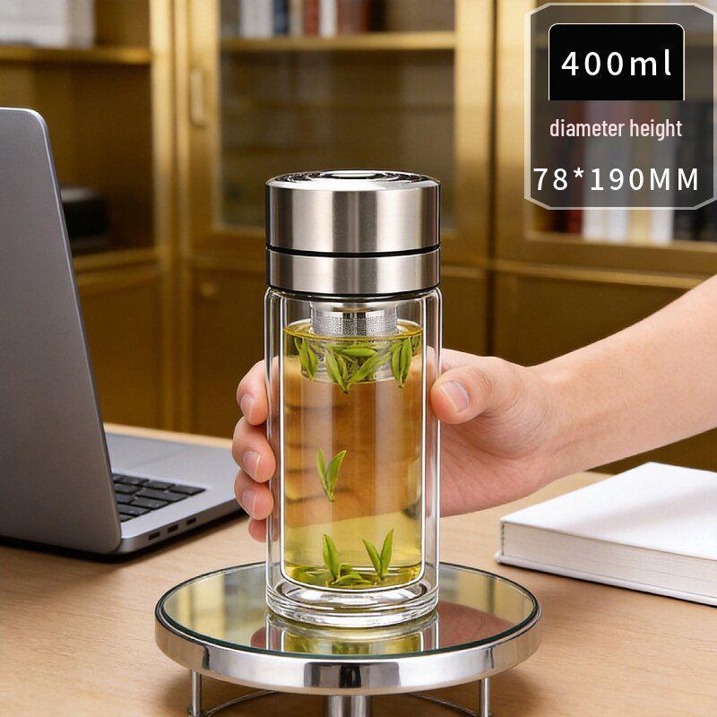 2026 Quick-Open High-Temp Resistant Glass Tea Infuser Cup with Large Capacity and Steel Lid