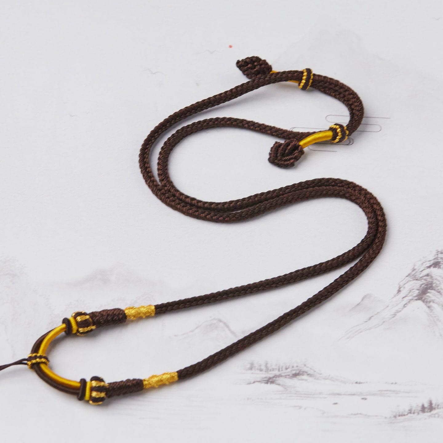 

Handmade Eight-Strand Deep Brown Adjustable Necklace Cord One Size кофейный