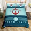 Anchor Compas Soft Duvet Cover Nautical Warm Comforter Cover Ful King Geometric Stripes Beding Set Coastal Adventure Theme Comfortable Quilt Cover