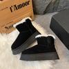 Fashion 2024 Luxury Winter Women Short Plush Warm Snow Boots Casual Shoes New Suede Fur Chelsea Ankle Boots Flats Platform Ladies Shoes