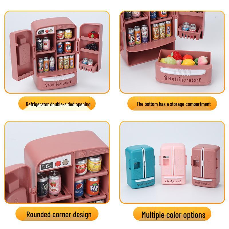 Mini Double-Door Refrigerator Dollhouse Toy 1:12 Kitchen Model Ornament