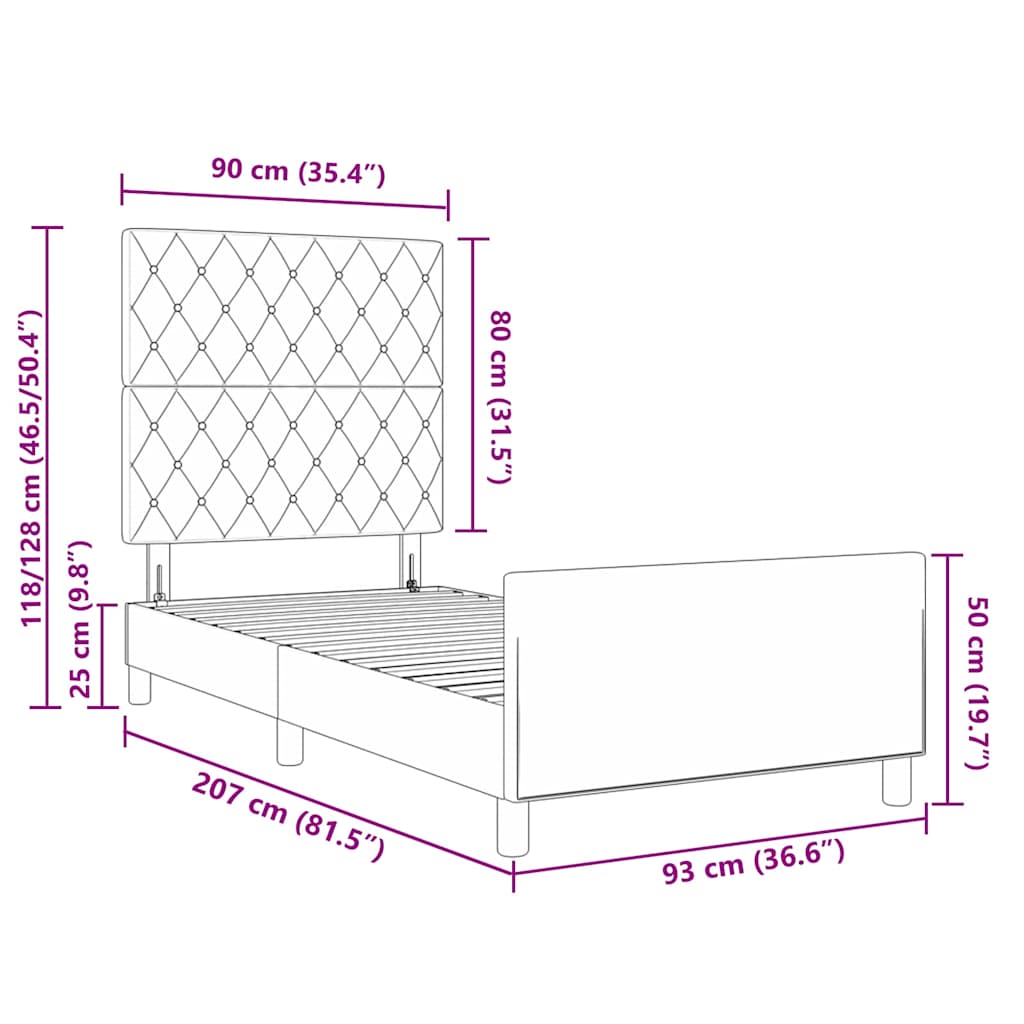 Box Spring Bed with Headboard Dark Green 90 x 200 cm Velvet