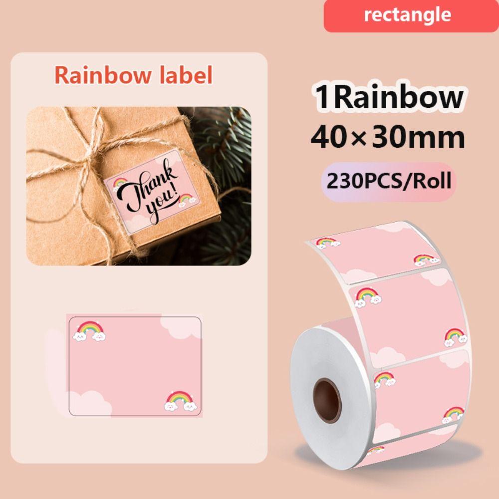 140/230Pcs DIY Blank Label Sticker Rainbow Self-Adhesive Thermal Paper  Shipping Labels