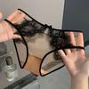 Ladies Summer Sexy Romantic Eyelash Lace Hollow Mesh Yarn Low Waist Triangle Briefs