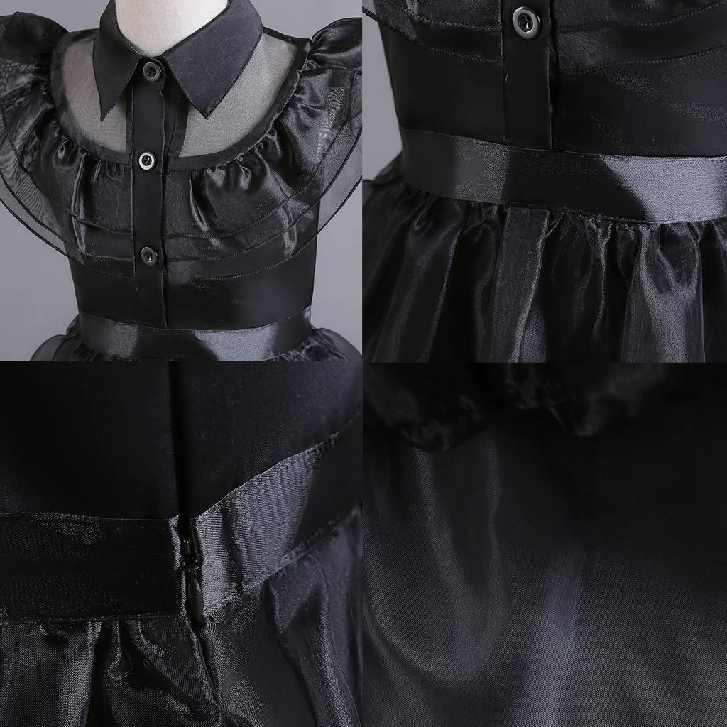 Girls Addams Family Cosplay Kids Disney Princess Birthday Christmas Halloween Play Cosplay [KOVIDSUN] Dress, Dress, Costume, Costume, Dress, Present,