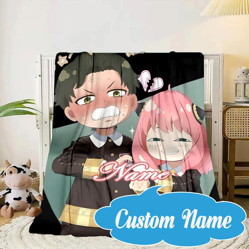 Custom Name Anya Sweet Fan Family Blanket Bed Sofa Blanket Flannel Blanket for Camping, Hiking, Picnic Essentials,gift for Fan Family