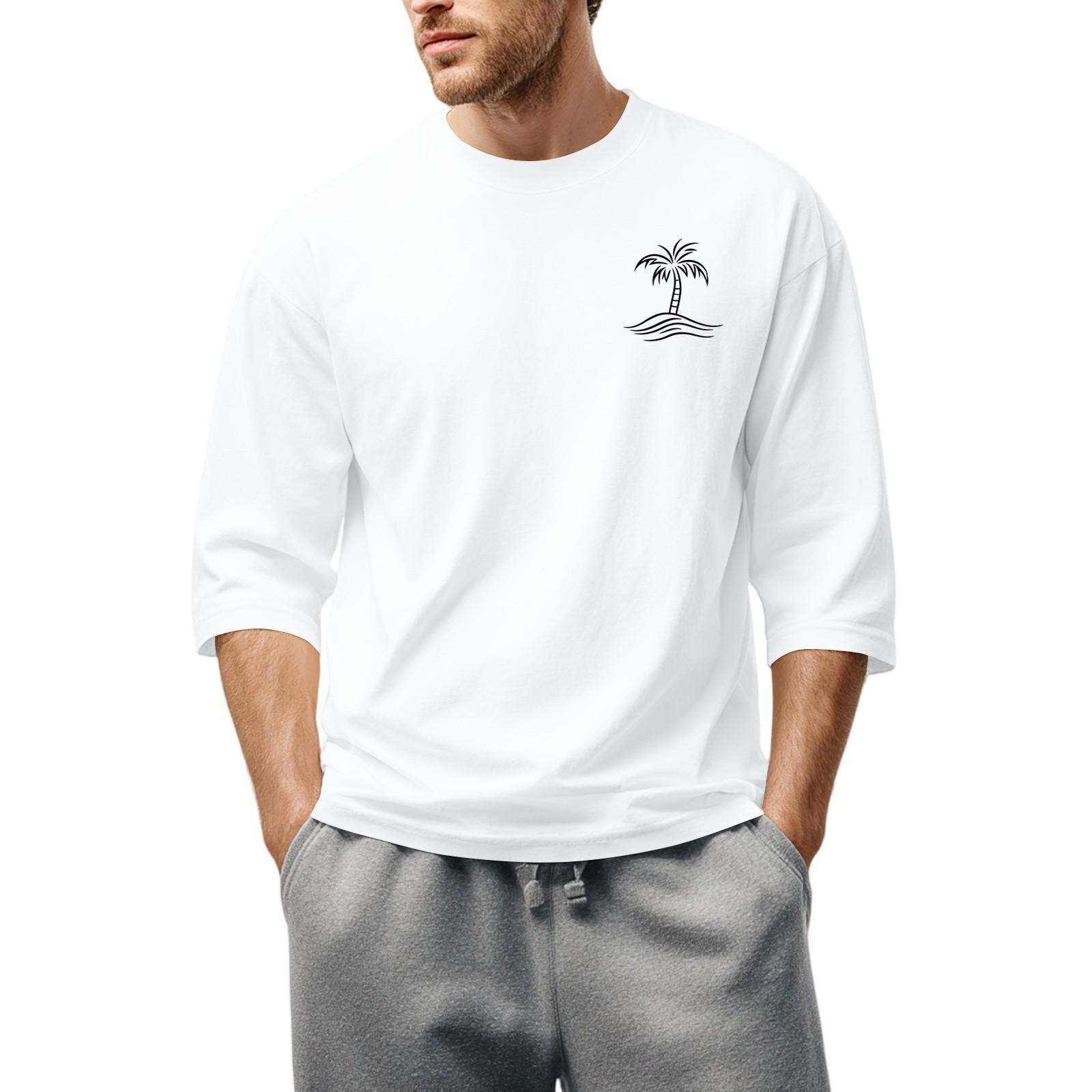 

Мужская повседневная модная футболка с круглым вырезом и рукавом три четверти XL белый