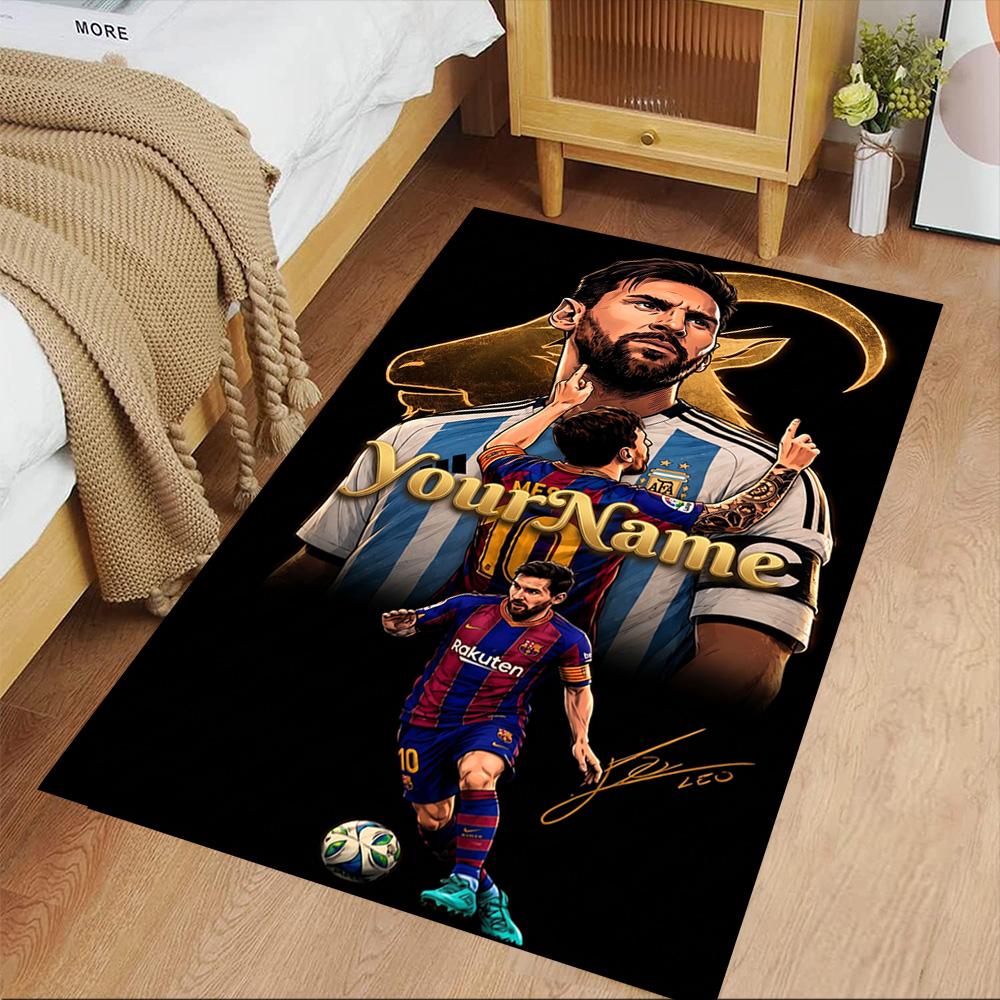 Messi Customize Text Floor Mat Suitable for Balcony Bedrooms Dormitory Kitchen Antislip Carpet Office home decor Perfect Gift for Women/Men