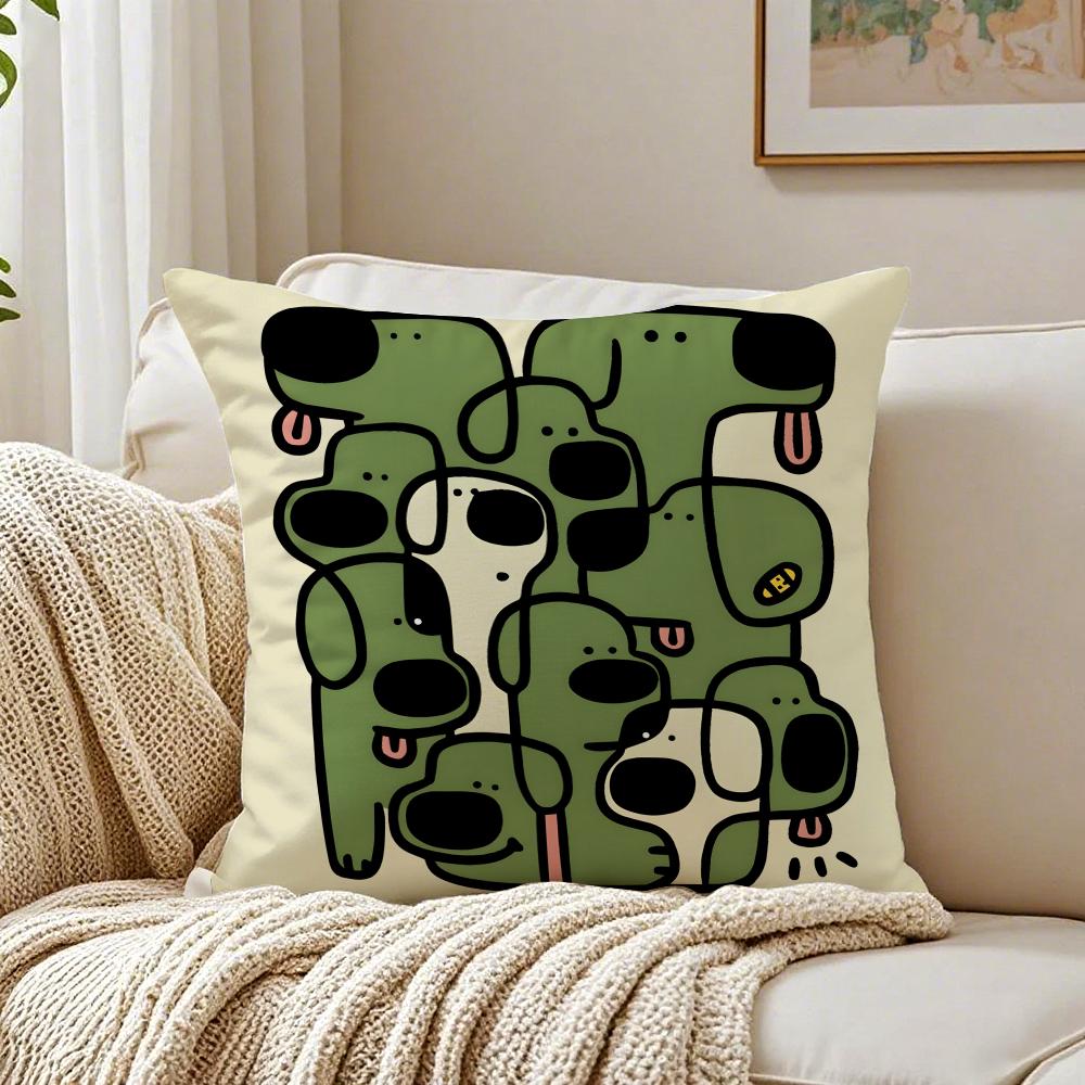 Abstract Funny Creative Dog Cartoon Cushion Cover Pillowcase Antidustmite Living Room Sofa Decor Cushion Room
