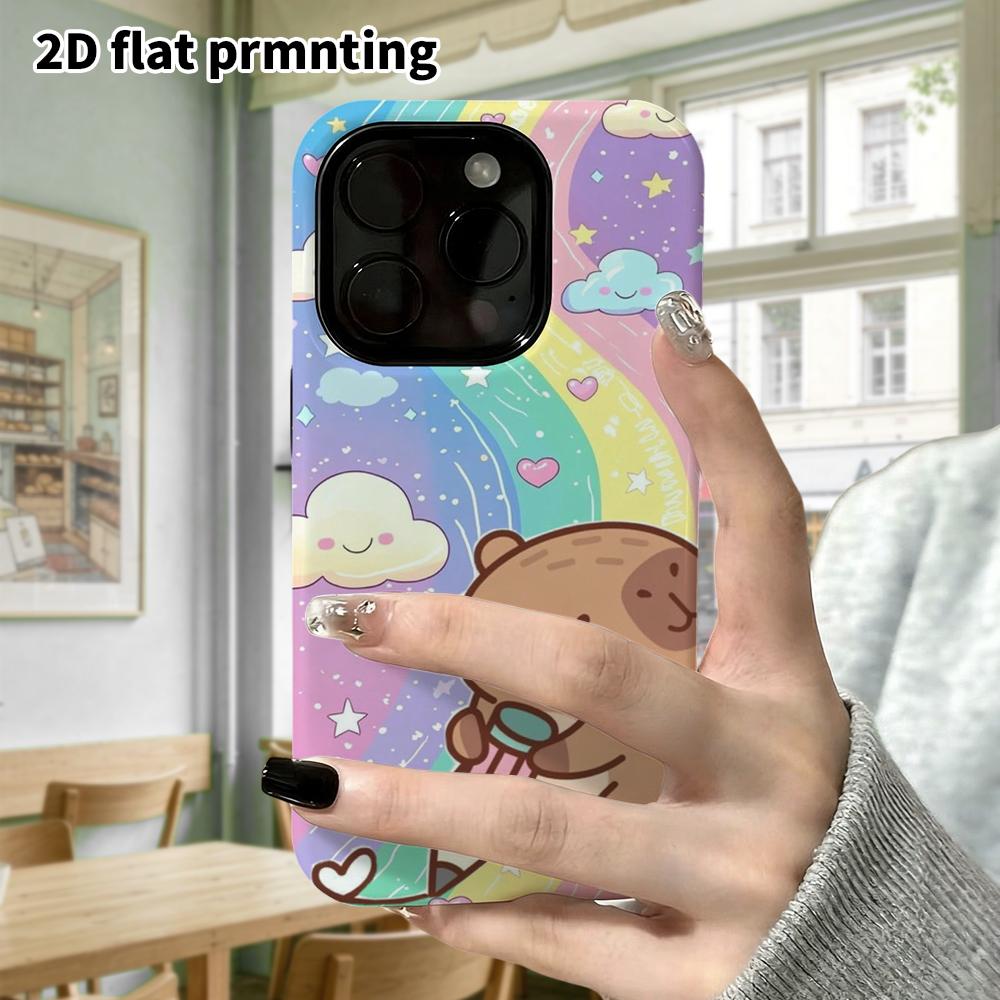 Phone Case: 2D Flat Design Suitable for iPhone 18, 17, 16, 15, 14, 13 Pro Film Protective Case, Couple Style, Rainbow Galaxy, Christmas and Halloween