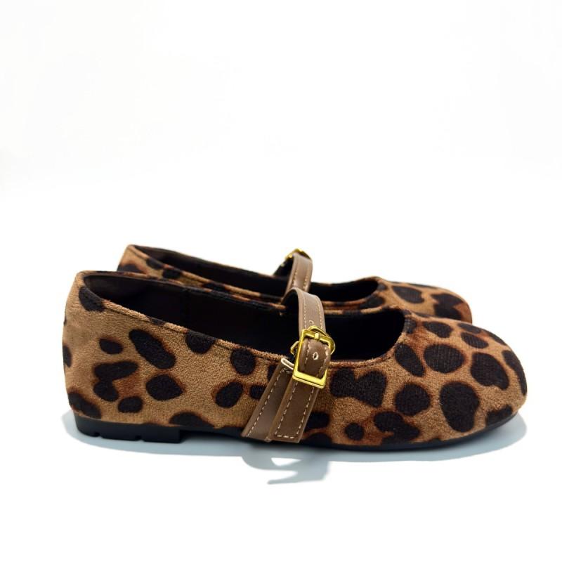 Girls Leopard Print Flat Shoes Soft Sole Fashionable Casual Leather-Lined Kids School Ages 4-16