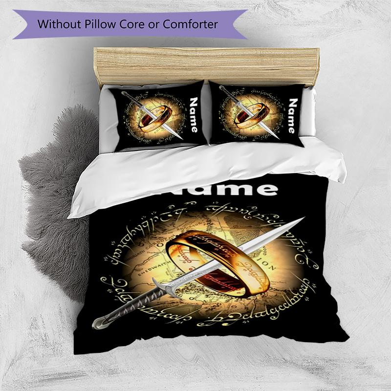 3pcs Custom Name The Fellowship of the Ring Bedding Set Duvet Cover Closure Includes 1 Duvet Cover & 2 Pillowcases for All Seasons Bedroom Decor