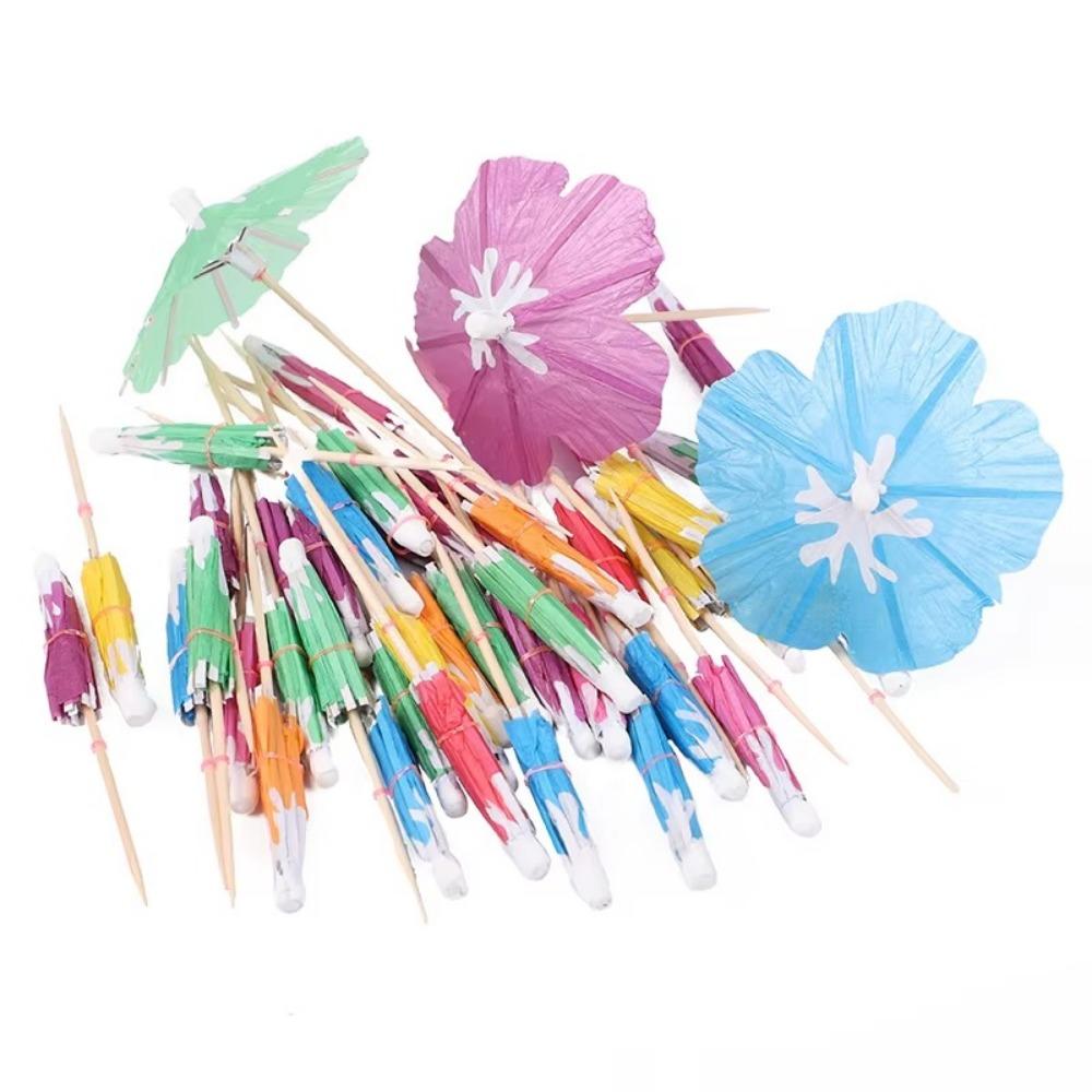 50pcs Mini Dessert Cake Sticks Cupcake Toppers Food Fruit Picks  For Hawaiian