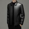 2025 Winter Men's PU Down Leather Jacket: Middle-Aged & Young Business Casual with Lapel
