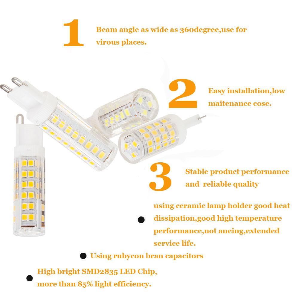 G9 LED Bulb 2835 SMD 5W 6W 7W 9W 51LEDs 75LEDs 220V 230V 240V Corn Lamp LED Spotlight Replace 30w 60w Halogen Chandelier Light