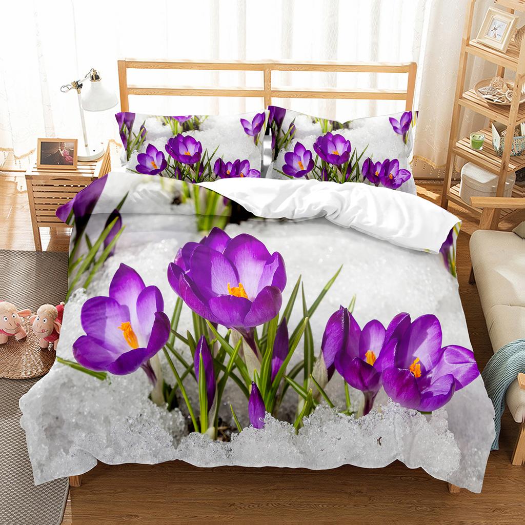 Spring Flowers King Queen Duvet Cover Colorful Floral Bedding Set Cherry Blossoms Quilt Cover 2/3pcs Polyester Comforter Cover