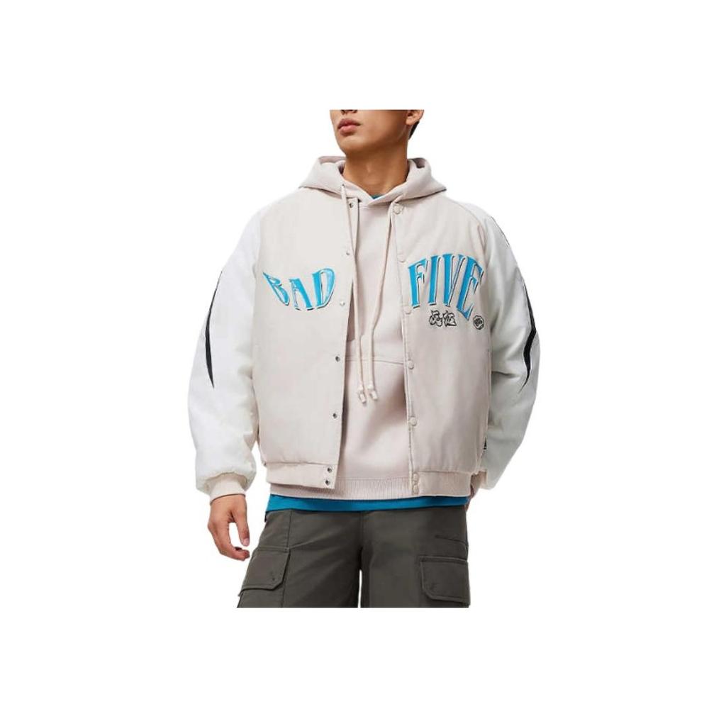 Li Ning Badfive Cotton Casual Single-Breasted Stand Collar Long Sleeve Jacket Men Jackets Gravel-Gray AJMU017-1