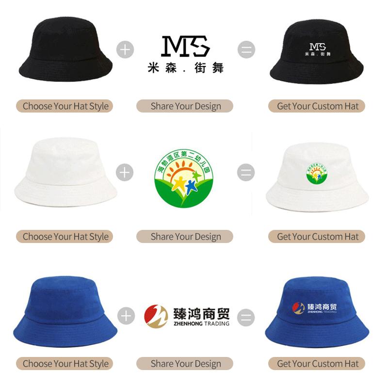 Custom Logo Floppy Hat Cotton Blend, Holiday Gift Embroidered Bucket Sun Hat Festival