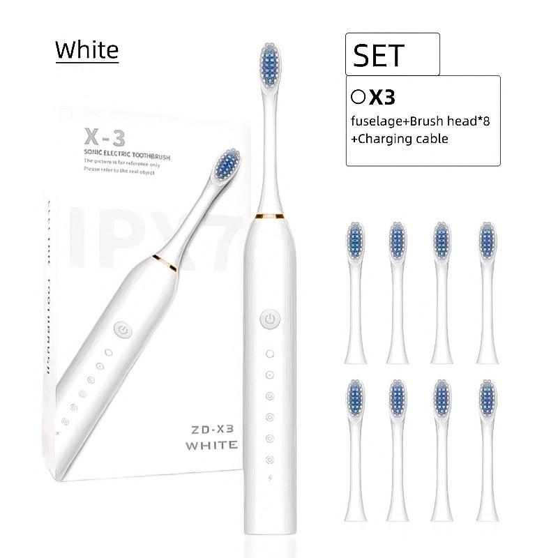 Elektrische Zahnbürste Wiederaufladbar Erwachsene Kinder Universal Weiche Bürste Haushalt Tragbar Wasserdicht Zahnbürsten-Set