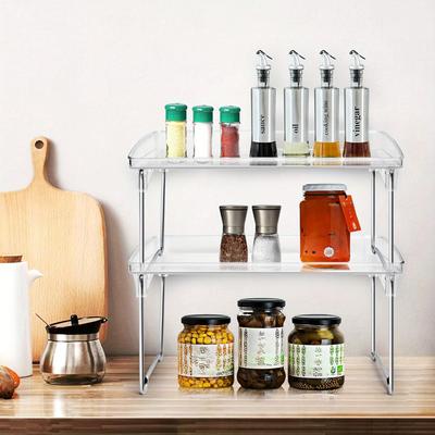 2pcs Kitchen Countertop Organiser, Stackable Shelf Organiser Corner Storage Rack, Foldable Pantry Cabinet