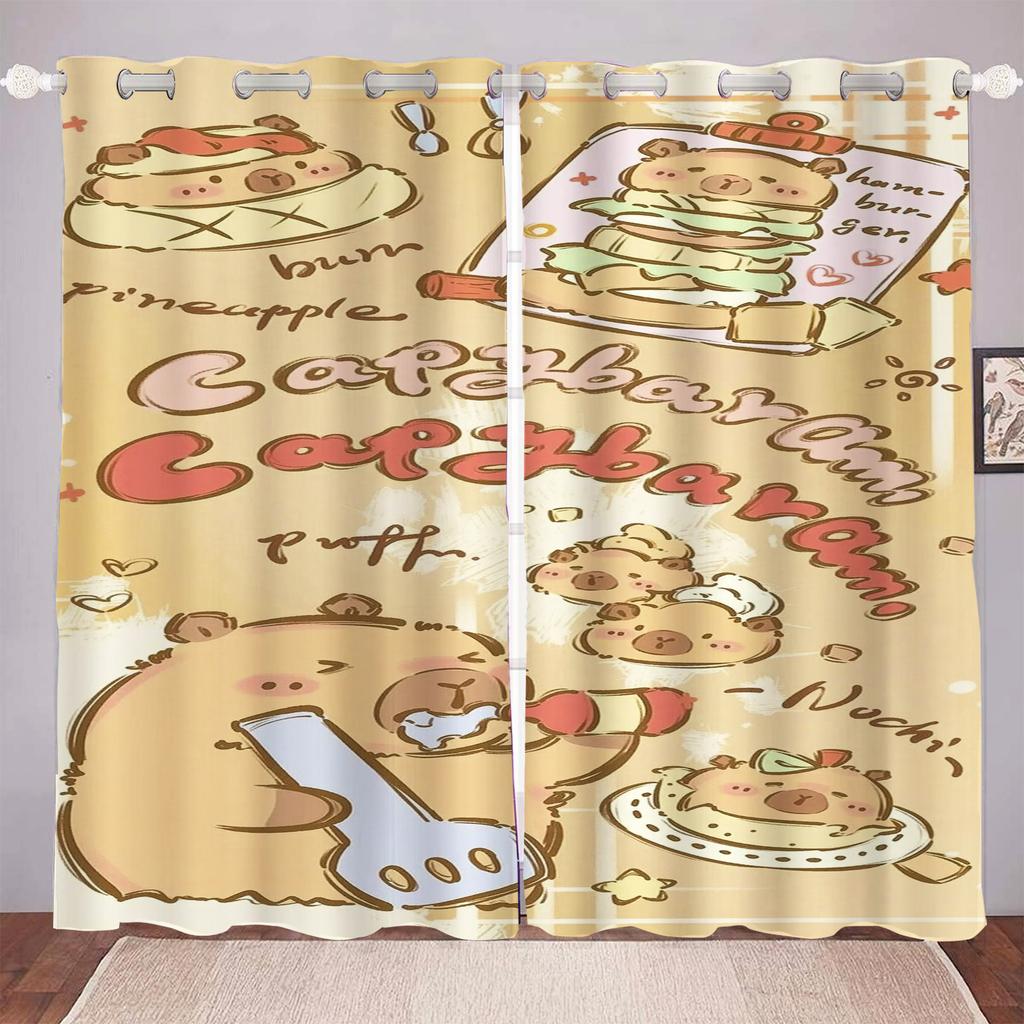 Cartoon Capybabr Curtain For Boy 3D Print Bedroom Living Room Window Blackout Partition Style Home Decoration