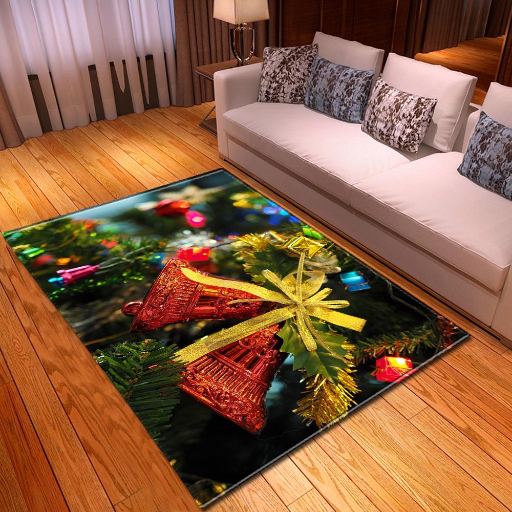 Merry Christmas Living Room Carpet New Year's Child Rug Xmas Bell Gift Floor Mat Kitchen Bedroom Area Rug Non-slip Doormat