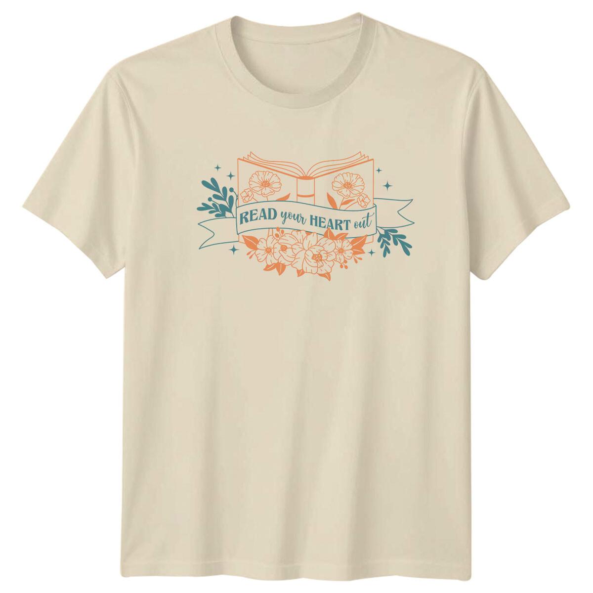 Read Your Heart Out Book Lover Floral Graphic T-Shirt -a L