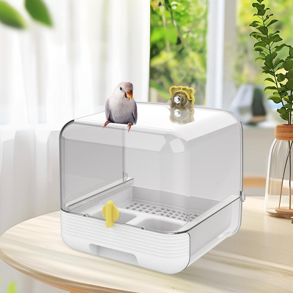 Parakeet Bird Bath Pull-out Pet Bird Feeder Transparent 2 In 1 Bowl Quick Cleaning For Indoors Inside Or Outdoors On Deck Garden