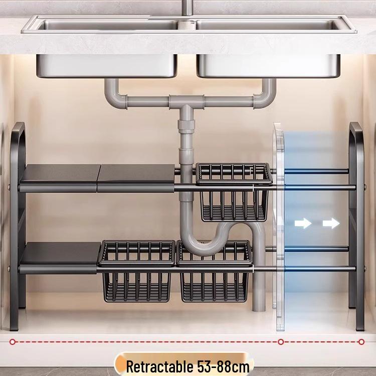 Organisateur de cuisine rétractable sous évier et support à casseroles