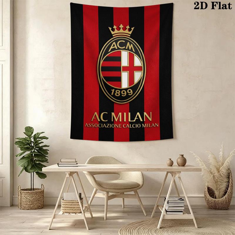 Ac Milan Crest Wallpaper Threepiece Set 1 Duvet Cover 2 Pillowcase Without Core Christmas Birthday Gift Soft And Comfortable
