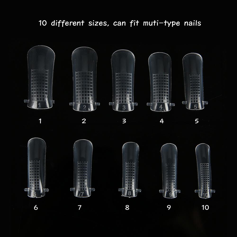 100pcs Clear Nail Form Full Cover Quick Building Gel Mold Tips Nail Extension DIY Manicure Tool