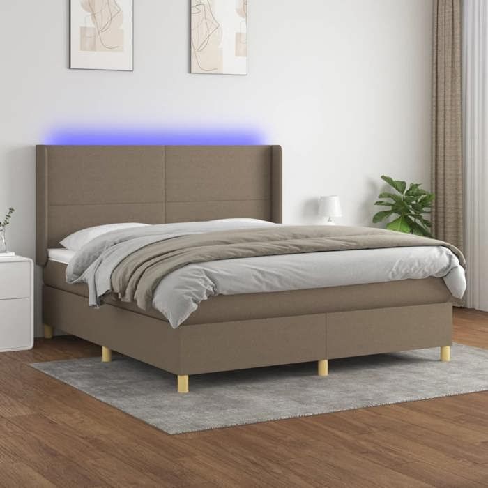 VidaXL Sommier à Lattes de Lit avec Matelas et LED, Lit Rembourré, Lit Double, Lit Adulte de Chambre à Coucher Intérieur, 3138729