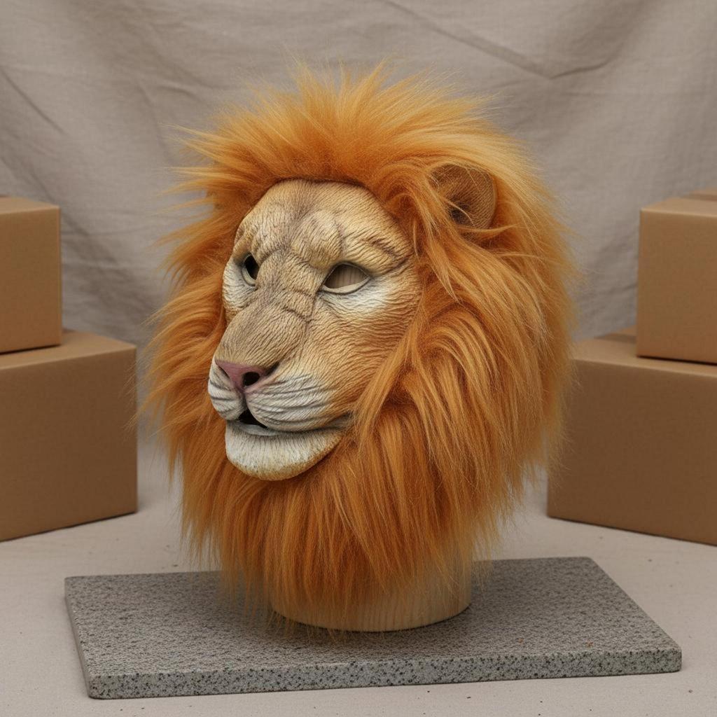 Lion Headpiece Furry Mane Full Head Costume Accessory for Adults, Halloween, Cosplay,