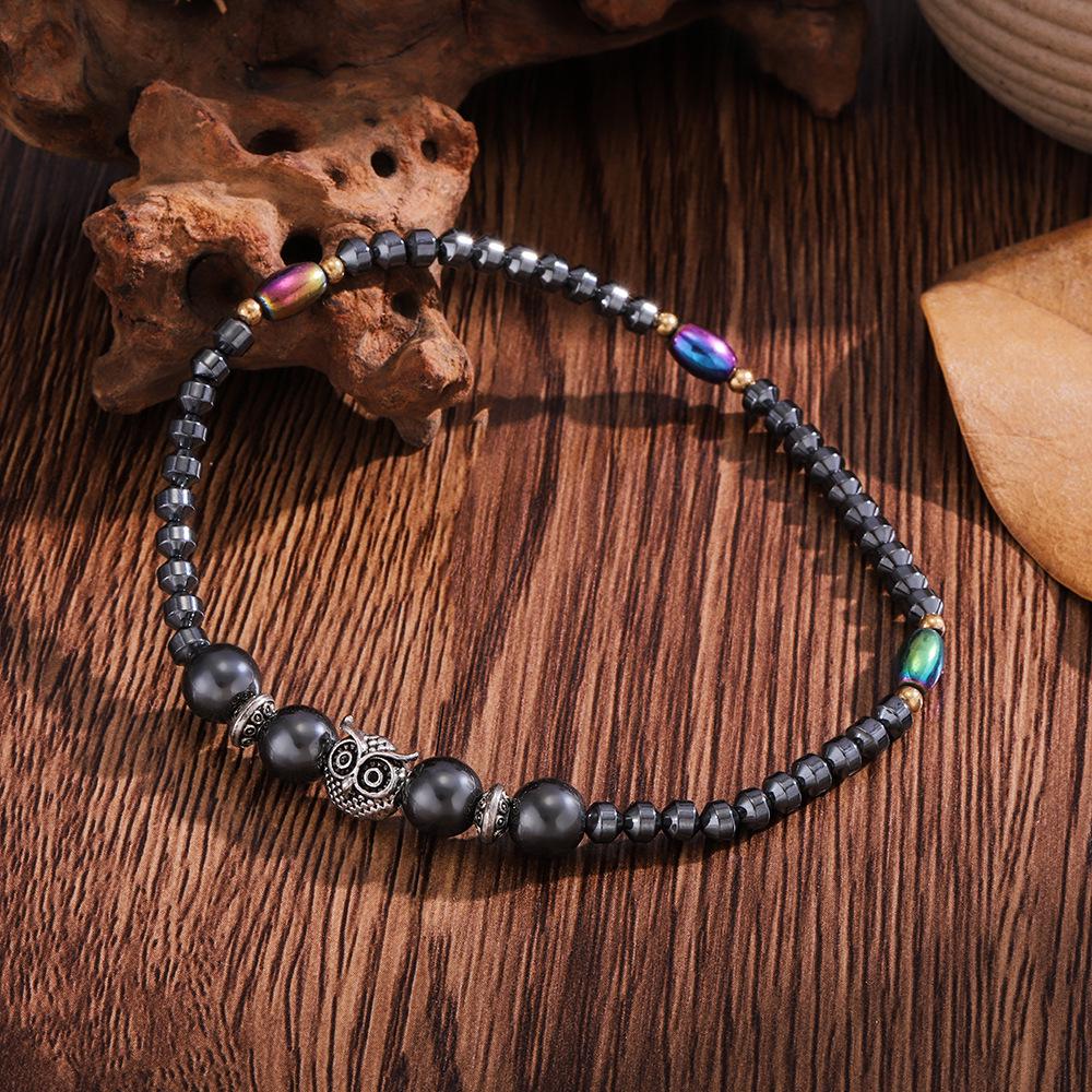 Неправильный черный магнитный овальный браслет на лодыжку с цветом AB для женщин чёрный