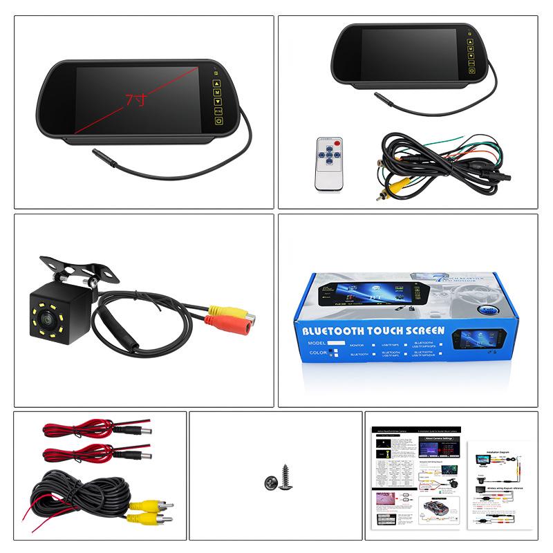 7-Inch Rearview Mirror Monitor with Wireless Reversing Camera & 7 Infrared Lights