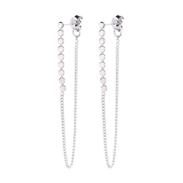 Korean 925 Sterling Silver Tassel Heart Stud Earring For Women Wedding Party Jewelry Pendientes Accessories Eh959