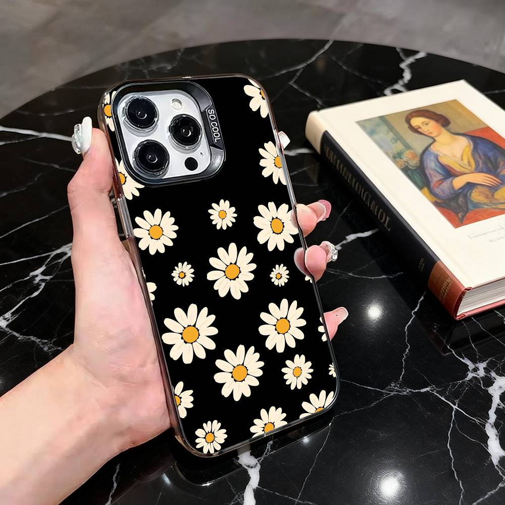 

Mini Daisy Phone Case For iPhone 17,16,15,14,13,12,11 Plus,Pro Max,XS,Colorful Silver Phone case Funda Cover iPhone15pro